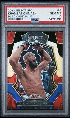 💥 POP 1 PSA 10 GEM MINT 2023 Select UFC Khamzat Chimaev Black & Blue Prizm /49